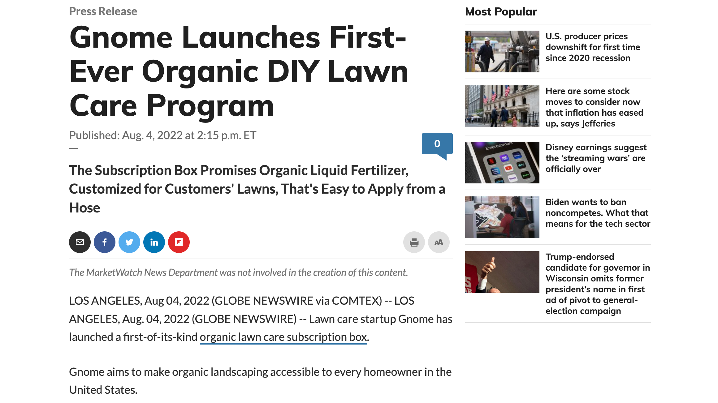 Press Coverage for Our Organic Launch